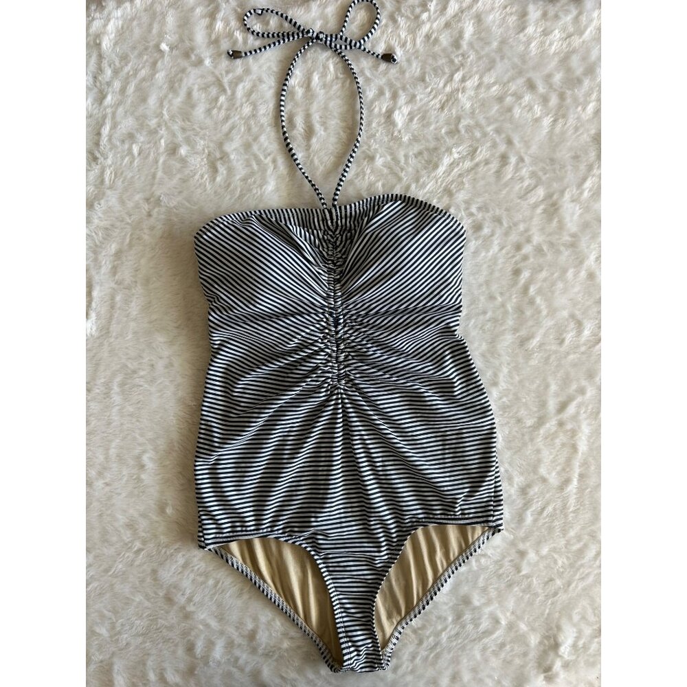 Nautical Striped One-Piece Maternity Swimsuit A Pea In‎ The Pod Nylon Blend M